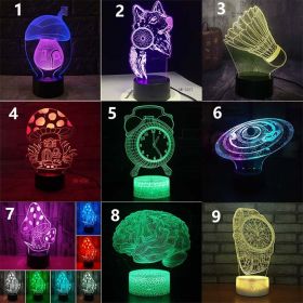 New 3D Colorful Touch Remote Control LED Desk Lamp (Option: 7 Style-Black seat remote control)